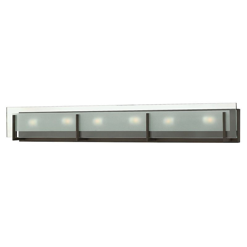 Hinkley Latitude 38in 6-Light Vanity Light | Contemporary Oil Rubbed Bronze and Clear Beveled Glass | Bathroom Vanity & Powder Room | Model 5656OZ