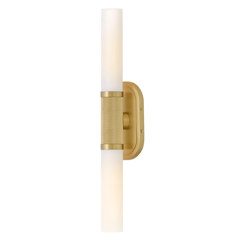Hinkley Thayer 24.5in 2-Light Bath Vanity Light | Transitional Lacquered Brass Steel and Etched Opal Glass | Bathroom Vanity | 4.5 x 4.75 | Model 56882LCB