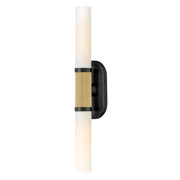 Hinkley Thayer 24.5in 2-Light Bath Vanity Lamp | Transitional Lacquered Brass Steel and Etched Opal Glass | Bathroom & Powder Room | Model 56882LCB-BK