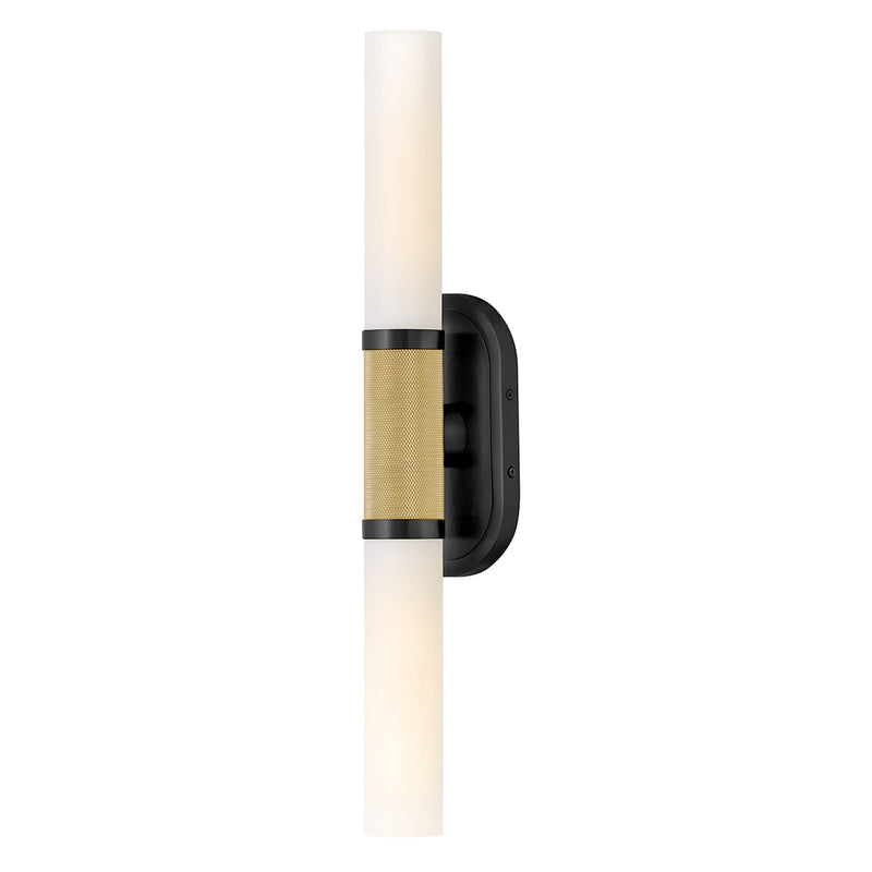 Hinkley Thayer 24.5in 2-Light Bath Vanity Light | Transitional Lacquered Brass Steel and Etched Opal Glass | Bathroom Vanity Light | Model 56882LCB-BK