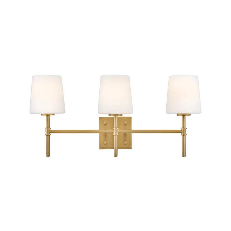 Hinkley Lighting Saunders 3 Light Medium Vanity, Lacquered Brass - 56953LCB
