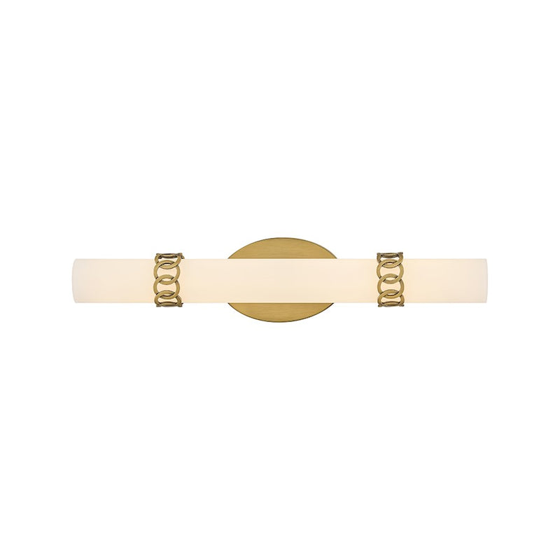 Hinkley Eliza 22in 1-Light LED Vanity Light | Transitional Lacquered Brass Steel and Etched Opal Glass | Bathroom Vanity | 22 x 4 x 3 in | Model 57012LCB