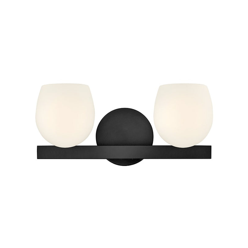 Hinkley Lighting Mae 2-Light Vanity Light | Black Finish | Etched Opal Glass Shade | Transitional Vanity Light Above the Bathroom Mirror | 57022BK-LL