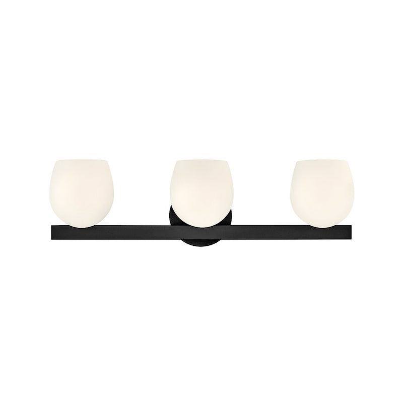 Hinkley Lighting Mae 3-Light Vanity Light | Black Finish | Etched Opal Glass Shade | Transitional Vanity Light Above the Bathroom Mirror | 57023BK-LL