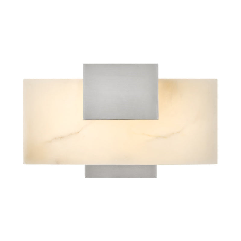 Hinkley Cadiz 6.75in 1-Light Wall Sconce | Modern Brushed Nickel Steel and Alabaster Glass | Bathroom Vanity Light | 3.5 x 11.5 x 6.75 in | Model 57030BN
