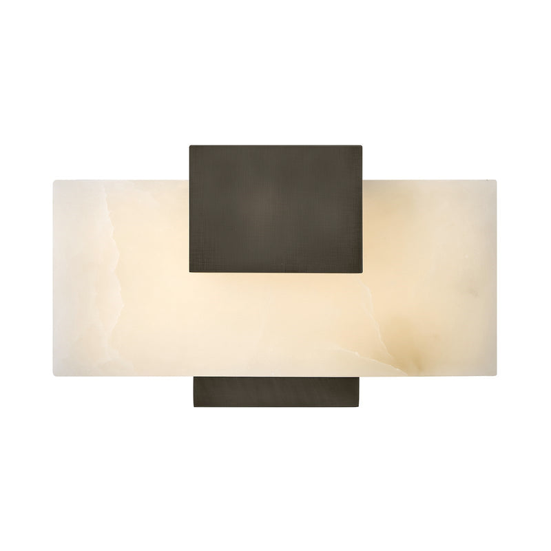 Hinkley Cadiz 6.75in 1-Light Wall Sconce | Modern Black Oxide Steel and Alabaster Glass | Bathroom Vanity Light | 3 x 11 x 6 in | Model 57030BX