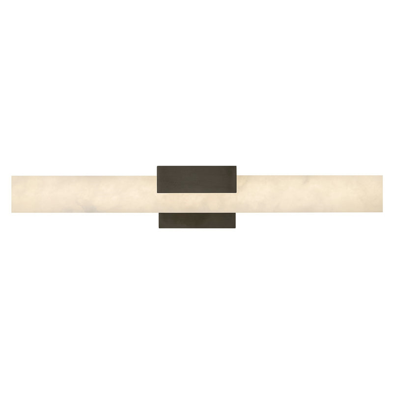 Hinkley Cadiz 30in 1-Light Bath Vanity | Modern Black Oxide Steel and Natural Alabaster LED | Bathroom Vanity Light | 3.5 x 30 x 5.25 in | Model 57033BX