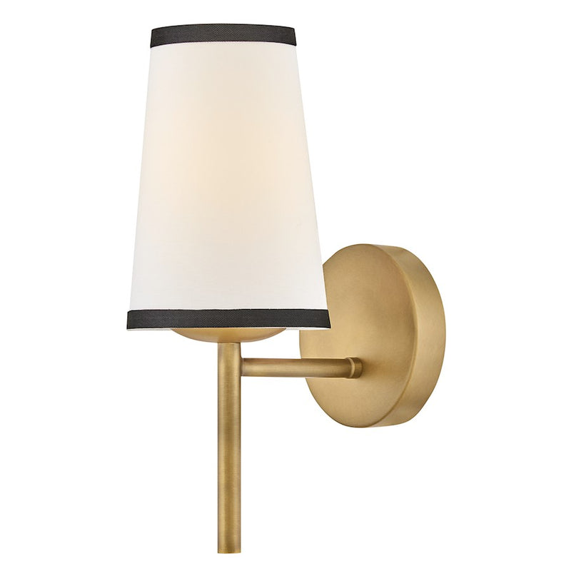 Hinkley Lighting Sonia 1Lt 8" Sconce, Brass/Off-White Linen