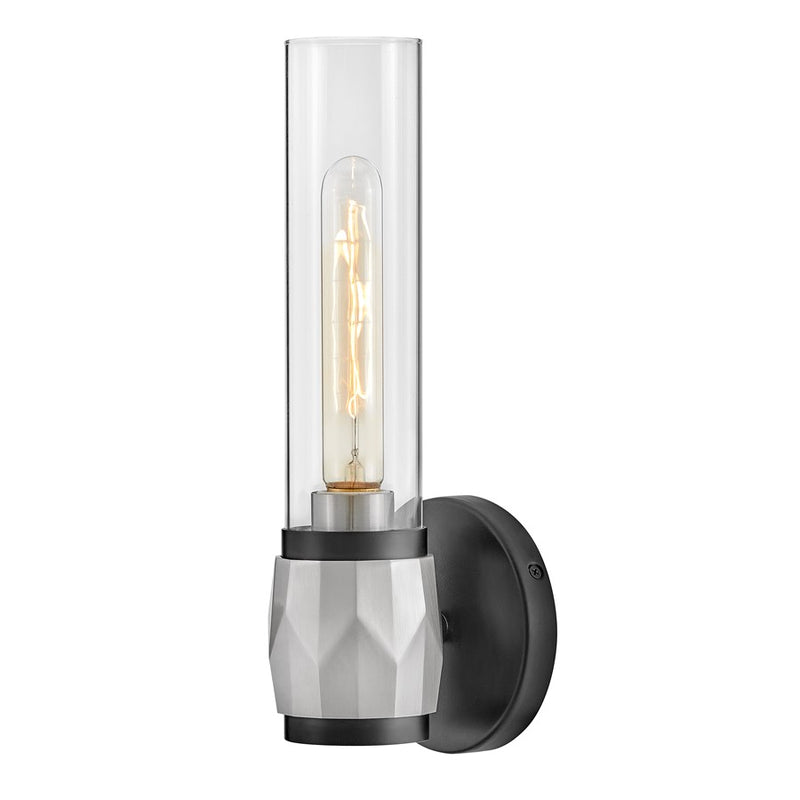 Hinkley Lighting Ellison 1-Light Vanity Light | Black Finish | Clear Glass Shade | Transitional Vanity Light Above the Bathroom Mirror | 57080BK-BN
