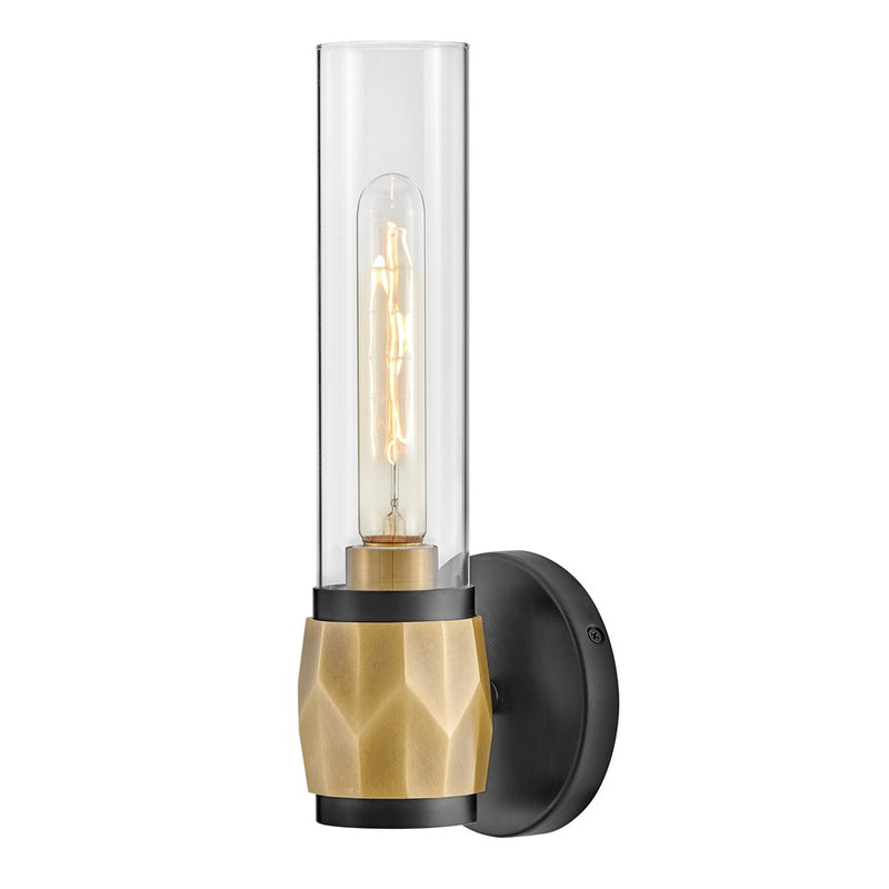 Hinkley Lighting Ellison 1-Light Vanity Light | Black Finish | Clear Glass Shade | Transitional Vanity Light Above the Bathroom Mirror | 57080BK-HB