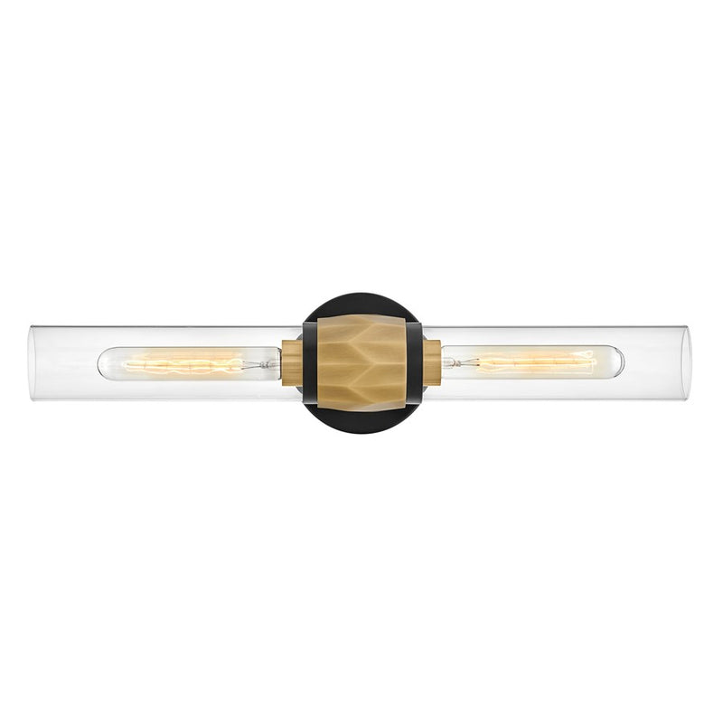 Hinkley Lighting Ellison 2-Light Vanity Light | Black Finish | Clear Glass Shade | Transitional Vanity Light Above the Bathroom Mirror | 57082BK-HB