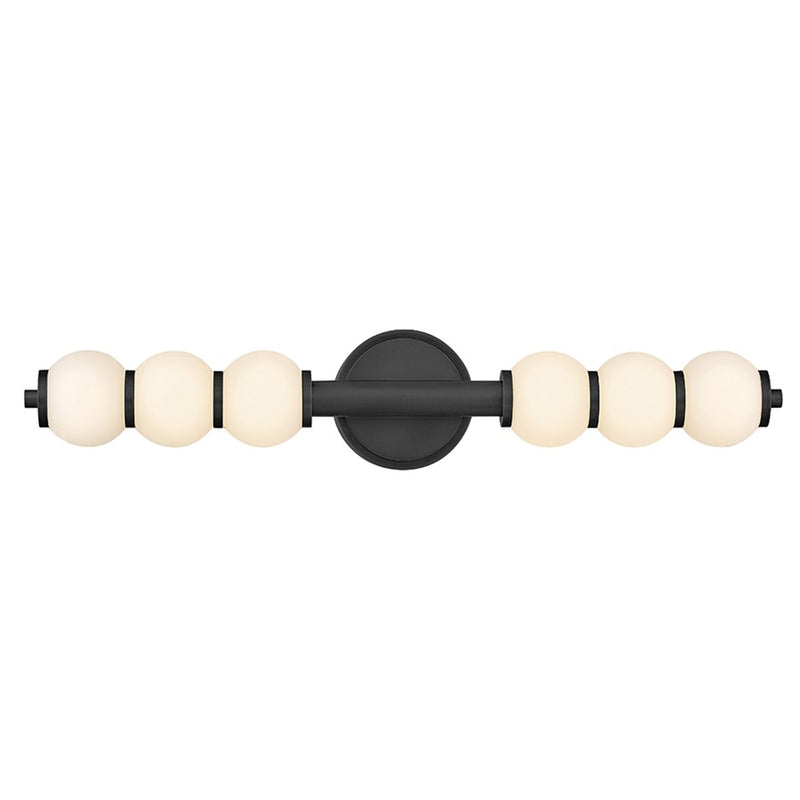 Hinkley Trigo 31in 1-Light LED Wall Sconce | Modern Black Steel and Etched Opal Glass | Hallway & Bathroom Accent | 1500 Lumens, 3000K | Model 57393BK