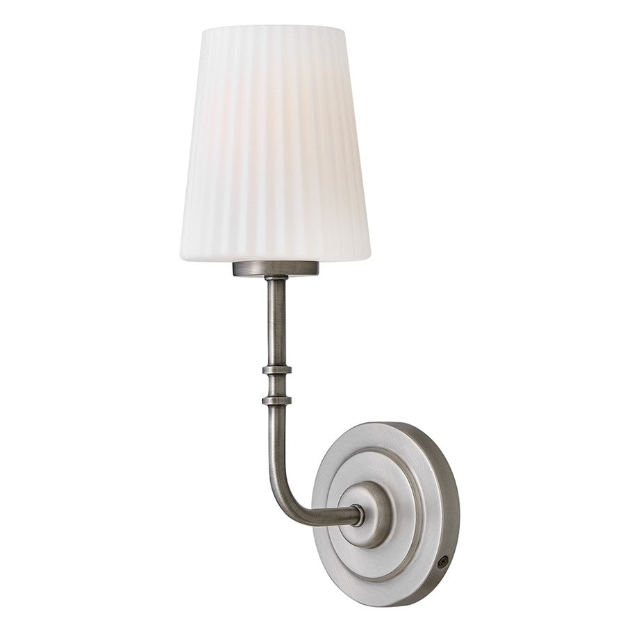 Hinkley Lighting McKenna 1Lt Sconce, Nickel/Pleated Etched Opal - 57400AN