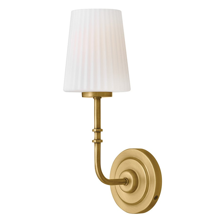Hinkley Lighting McKenna 1Lt Sconce, Brass/Pleated Etched Opal - 57400LCB