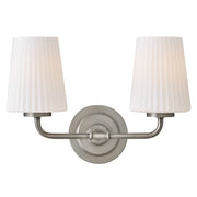 Hinkley Lighting McKenna 2Lt Vanity, Nickel/Pleated Etched Opal - 57402AN