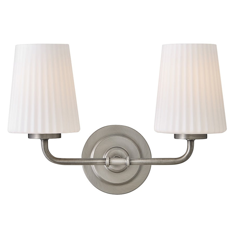 Hinkley Lighting Mckenna 2-Light Vanity Light | Antique Nickel | Traditional Vanity Light Above the Bathroom Mirror | Hardwired Damp Rated | 57402AN