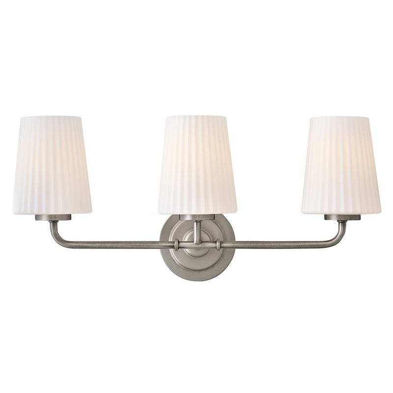 Hinkley Lighting McKenna 3Lt Vanity, Nickel/Pleated Etched Opal - 57403AN
