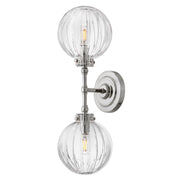 Hinkley Helene 19.5in 2-Light Bath Vanity Light | Transitional Polished Nickel Steel and Clear Ribbed Glass | Bathroom Vanity & Powder | Model 57412PN