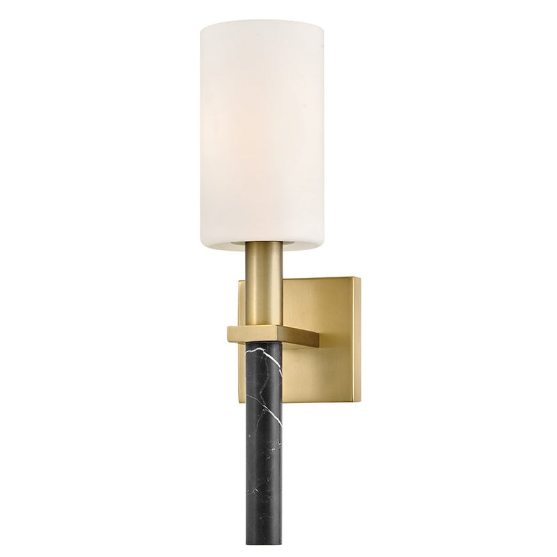 Hinkley Turin 6in 1-Light Wall Sconce | Transitional Lacquered Brass Steel and Etched Opal Glass | Bedroom & Hallway Accent Light | 6 x | Model 57420LCB