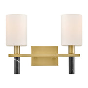 Hinkley Lighting Turin 2 Light Vanity, Lacquered Brass/Etched Opal - 57422LCB
