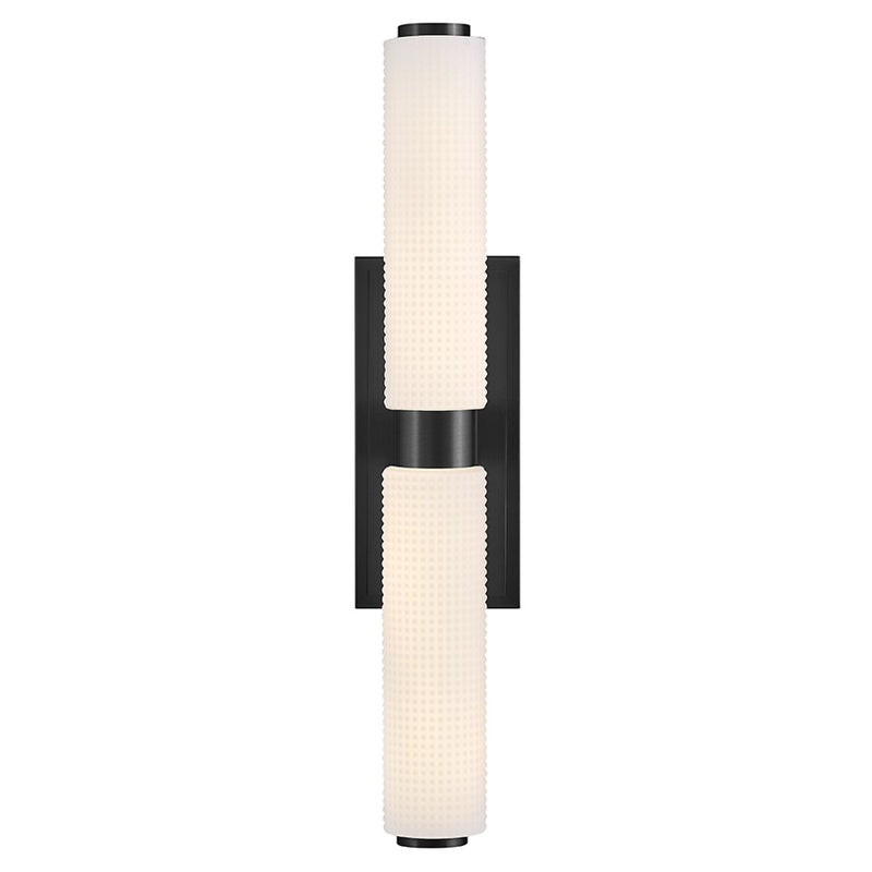 Hinkley Lottie 22in 1-Light LED Vanity Light | Transitional Black Steel and Etched Opal Holophane Glass | Bathroom Vanity | 4.5 x 4.75 x | Model 57432BK