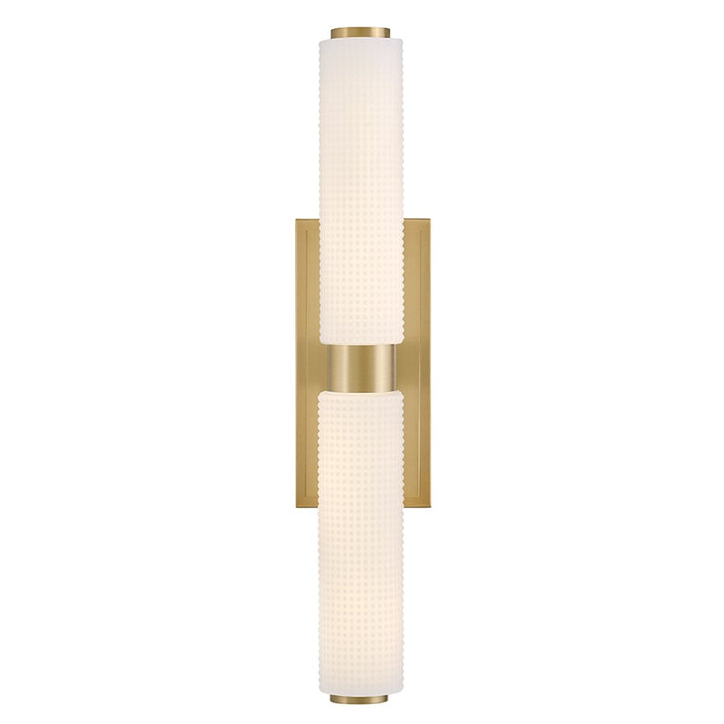 Hinkley Lottie 22in 2-Light LED Vanity | Transitional Lacquered Brass Steel and Etched Opal Holophane Glass | Bathroom Vanity Light | 4.5 | Model 57432LCB