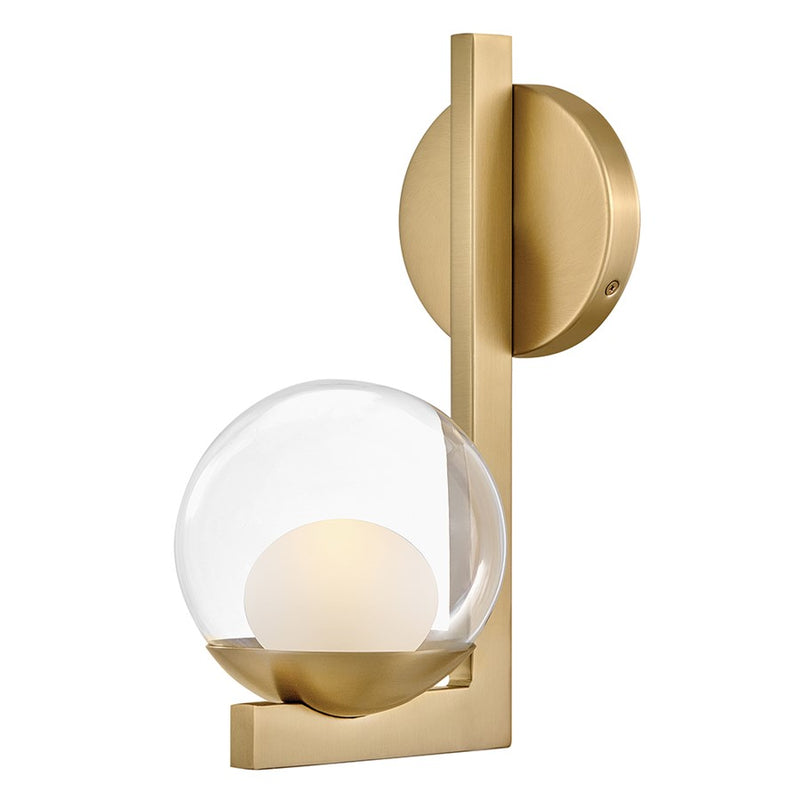 Hinkley Lighting Sunni 1 Light Sconce, Lacquered Brass/Clear Dome