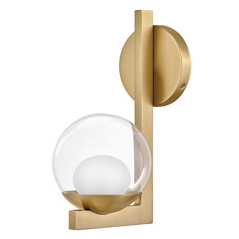 Hinkley Lighting Sunni 1 Light Sconce, Lacquered Brass/Clear Dome
