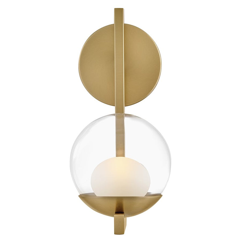 Hinkley Lighting Sunni 1 Light Sconce, Lacquered Brass/Clear Dome