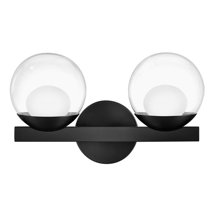 Hinkley Lighting Sunni 2-Light Vanity Light | Black | Clear Dome Glass Shade | Modern Vanity Light | Damp Rated Hardwired Installation | 57442BK-LL