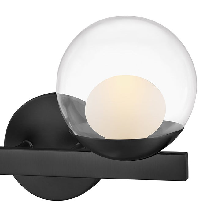 Hinkley Lighting Sunni 2-Light Vanity Light | Black | Clear Dome Glass Shade | Modern Vanity Light | Damp Rated Hardwired Installation | 57442BK-LL