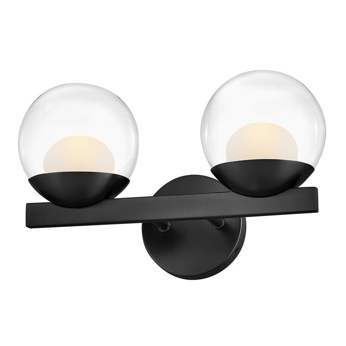 Hinkley Lighting Sunni 2-Light Vanity Light | Black | Clear Dome Glass Shade | Modern Vanity Light | Damp Rated Hardwired Installation | 57442BK-LL
