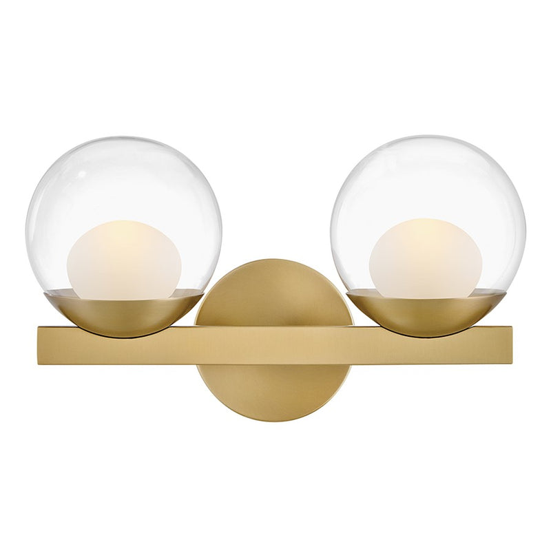 Hinkley Lighting Sunni 2-Light Vanity Light | Lacquered Brass | Clear Dome Glass Shade | Modern Vanity Light Above the Bathroom Mirror | 57442LCB-LL