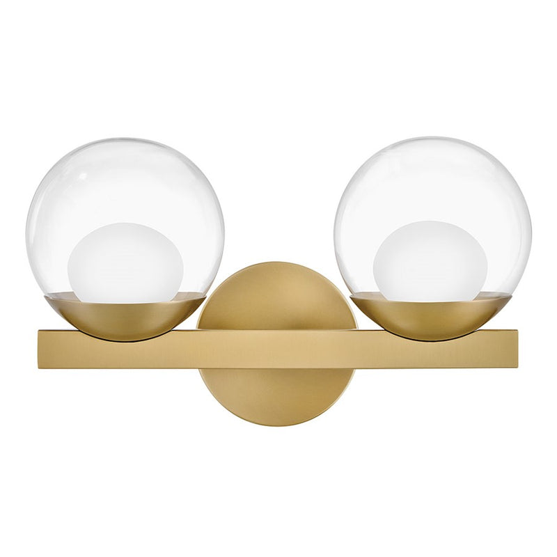 Hinkley Lighting Sunni 2-Light Vanity Light | Lacquered Brass | Clear Dome Glass Shade | Modern Vanity Light Above the Bathroom Mirror | 57442LCB-LL