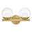 Hinkley Lighting Sunni 2-Light Vanity Light | Lacquered Brass | Clear Dome Glass Shade | Modern Vanity Light Above the Bathroom Mirror | 57442LCB-LL