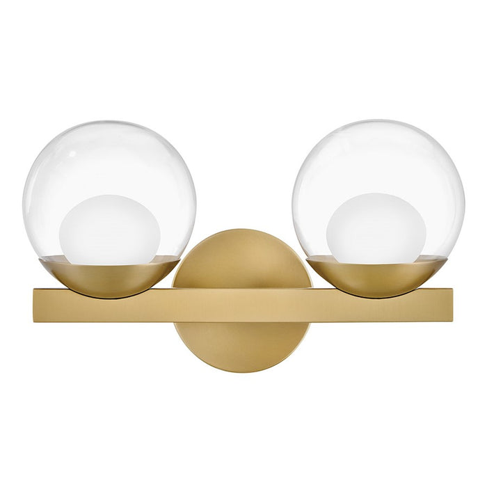 Hinkley Lighting Sunni 2-Light Vanity Light | Lacquered Brass | Clear Dome Glass Shade | Modern Vanity Light Above the Bathroom Mirror | 57442LCB-LL