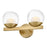 Hinkley Lighting Sunni 2-Light Vanity Light | Lacquered Brass | Clear Dome Glass Shade | Modern Vanity Light Above the Bathroom Mirror | 57442LCB-LL