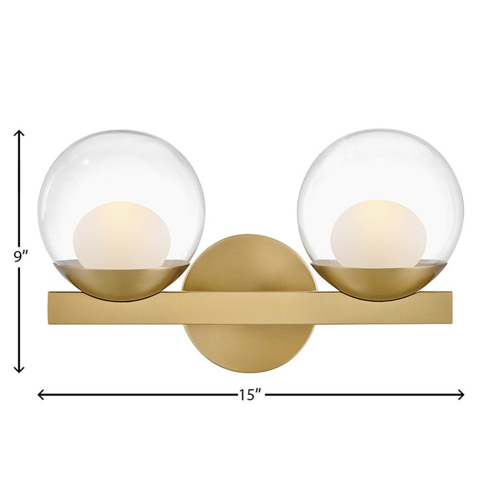 Hinkley Lighting Sunni 2-Light Vanity Light | Lacquered Brass | Clear Dome Glass Shade | Modern Vanity Light Above the Bathroom Mirror | 57442LCB-LL