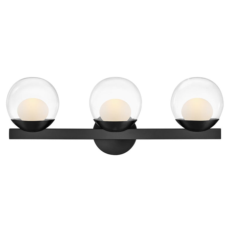 Hinkley Lighting Sunni 3 Light Vanity, Black/Clear Dome - 57443BK-LL