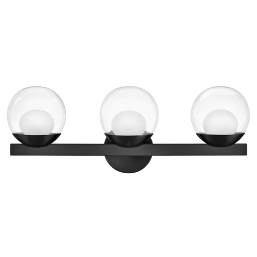 Hinkley Lighting Sunni 3-Light Vanity Light | Black | Clear Dome Glass Shade | Modern Vanity Light | Damp Rated Hardwired Installation | 57443BK-LL