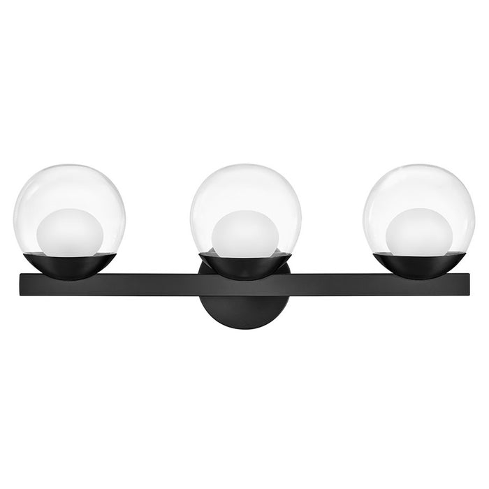 Hinkley Lighting Sunni 3-Light Vanity Light | Black | Clear Dome Glass Shade | Modern Vanity Light | Damp Rated Hardwired Installation | 57443BK-LL