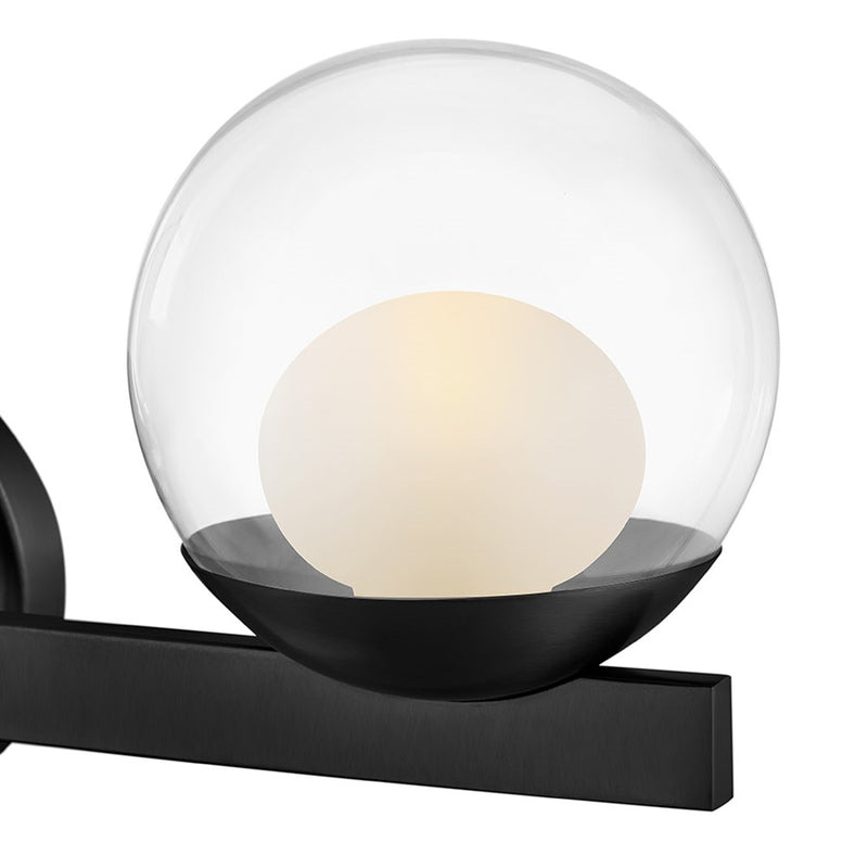 Hinkley Lighting Sunni 3-Light Vanity Light | Black | Clear Dome Glass Shade | Modern Vanity Light | Damp Rated Hardwired Installation | 57443BK-LL