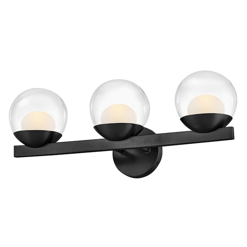 Hinkley Lighting Sunni 3-Light Vanity Light | Black | Clear Dome Glass Shade | Modern Vanity Light | Damp Rated Hardwired Installation | 57443BK-LL
