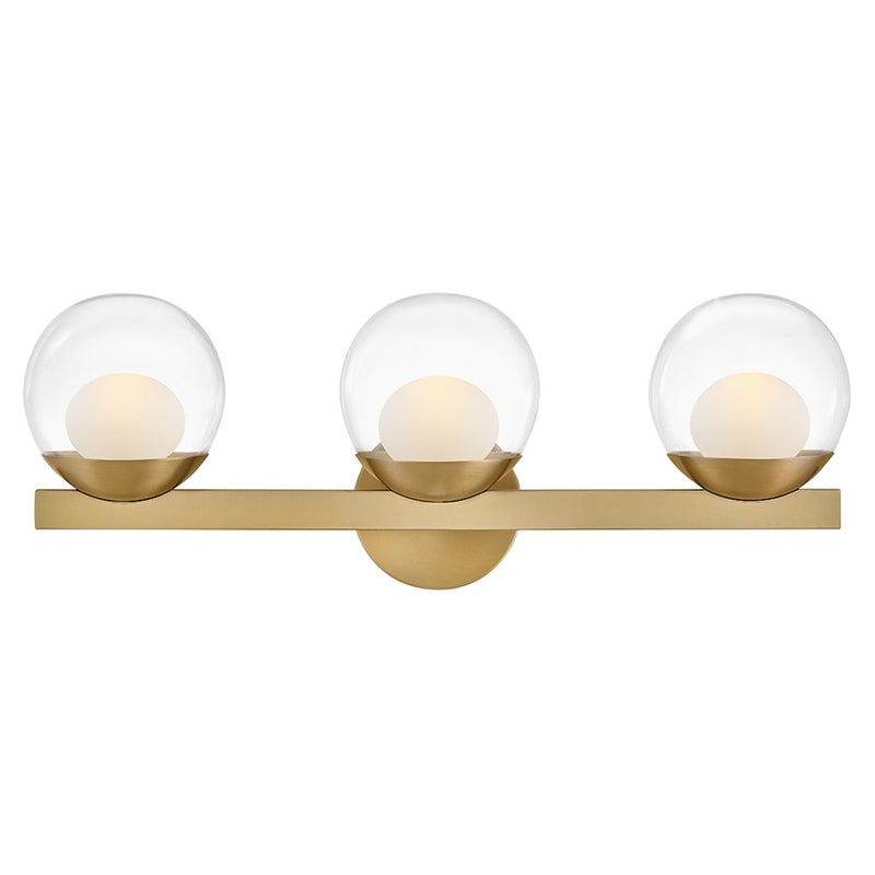 Hinkley Sunni 24in 3-Light Vanity Lighting | Modern Lacquered Brass Steel and Clear Dome Glass | Bathroom Vanity | 7.5 x 24 x 9 in | Model 57443LCB-LL