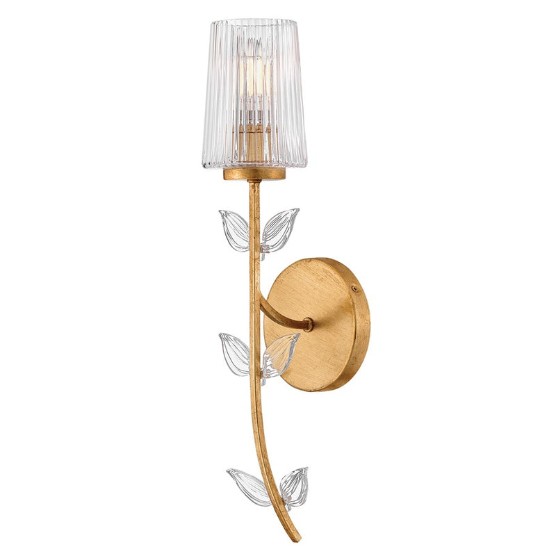 Hinkley Aliso 1-Light Bath Sconce | Transitional Distressed Brass Steel and Clear Ribbed Glass | Bathroom Vanity & Powder Room | 5 x 5.25 | Model 57450DA