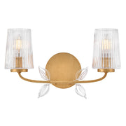 Hinkley Lighting Aliso 2 Light Vanity, Distressed Brass/Clear Ribbed - 57452DA