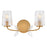 Hinkley Lighting Aliso 2 Light Vanity, Distressed Brass/Clear Ribbed - 57452DA
