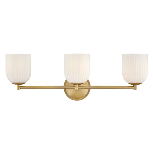 Hinkley Lighting Ava 3Lt Vanity, Lacquered Brass/Cased Opal Ribbed - 57473LCB-CO