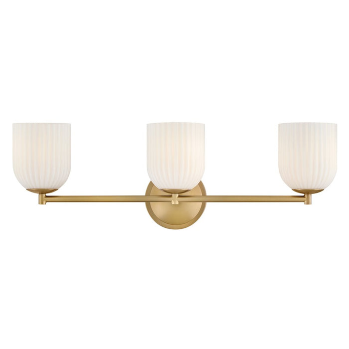 Hinkley Lighting Ava 3Lt Vanity, Lacquered Brass/Cased Opal Ribbed - 57473LCB-CO