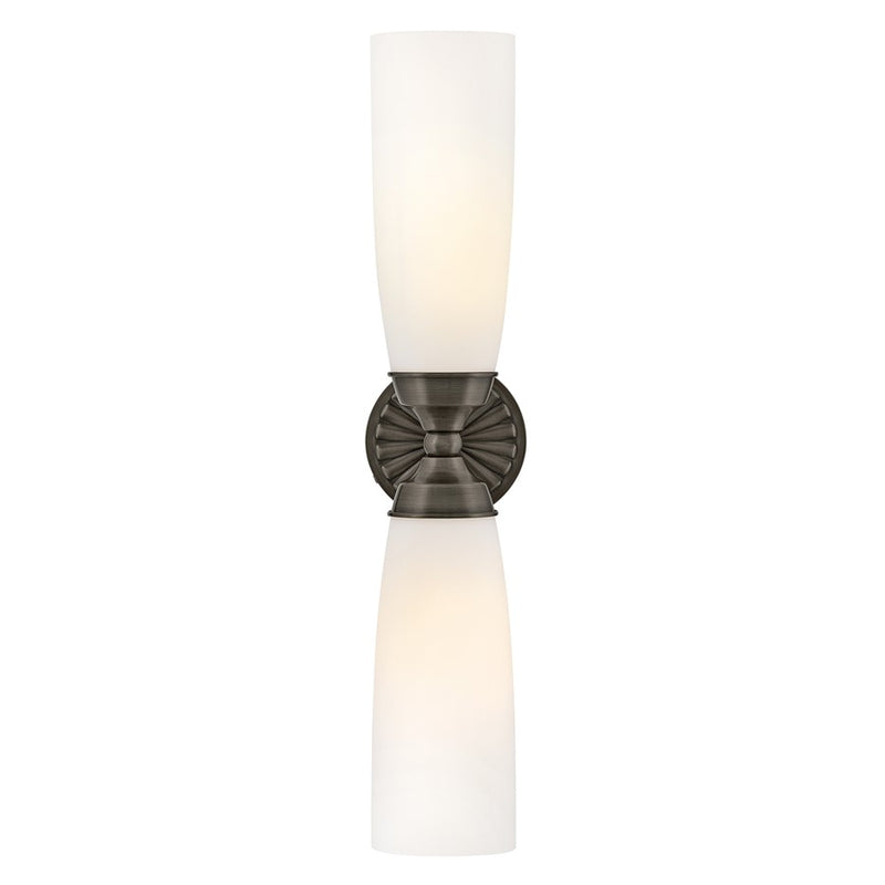 Hinkley Alexis 24in 2-Light Bath Sconce | Traditional Black Oxide Steel and Etched Opal Glass | Bathroom Vanity & Powder Room | 6.25 x 5 x | Model 57492BX